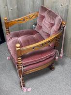 Vintage stoel met oudroze kussens, Ophalen of Verzenden, Zo goed als nieuw