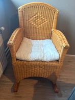 Rieten Schommelstoel met Kussen, Huis en Inrichting, Stoelen, Ophalen, Gebruikt, Bruin, Riet of Rotan