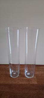 2 Hoge Glazen Vazen/Windlichten, Diversen, Kerst, Ophalen, Zo goed als nieuw