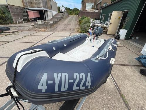 Rib boot met trailer en 6pk langstaart buitenboord motor, Watersport en Boten, Motorboten en Motorjachten, Zo goed als nieuw, Overige materialen