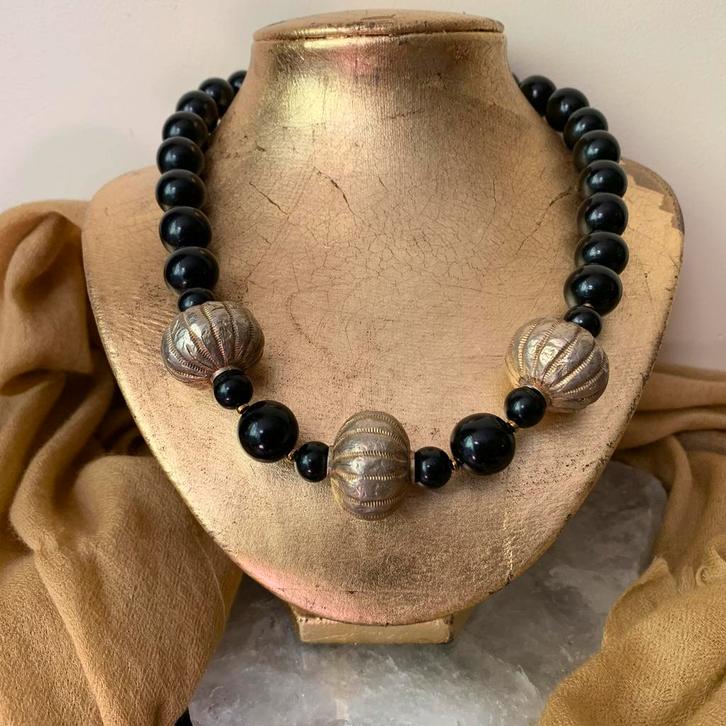 Git jet beschermt aura straling zuivert loslaten uniek magie, Sieraden, Tassen en Uiterlijk, Kettingen, Nieuw, Zilver, Zwart, Met edelsteen