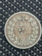 25 cent wilhelmina uit 1897, Postzegels en Munten, Munten | Nederland, Ophalen of Verzenden, Koningin Wilhelmina, 25 cent