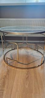 Goudkleurige spiegel tafel - Ibiza style, Gebruikt, 50 tot 100 cm, Rond, Glas