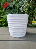 Vintage wit keramiek bloempot, Ophalen, Gebruikt, Rond, Minder dan 40 cm