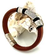 ABLeer003 Leer armband cognac Leather bracelet, Verzenden, Nieuw, Bruin, Leer