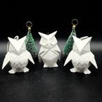 3  Fraaie Wit Porseleinen Kerst Ornamenten 'Uilen"    9cmh, Diversen, Kerst, Ophalen of Verzenden, Zo goed als nieuw