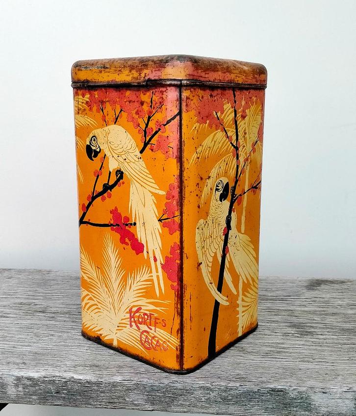 Antiek Korff Cacao Blik Verpakking - Korff's Cacao Amsterdam, Verzamelen, Blikken, Gebruikt, Koek(jes), Overige merken, Ophalen of Verzenden