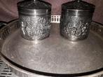 Zilveren Potjes met Dienblad VINTAGE DUTCH SILVER PLATED TEA, Ophalen of Verzenden, Gebruikt, Rond, Metaal