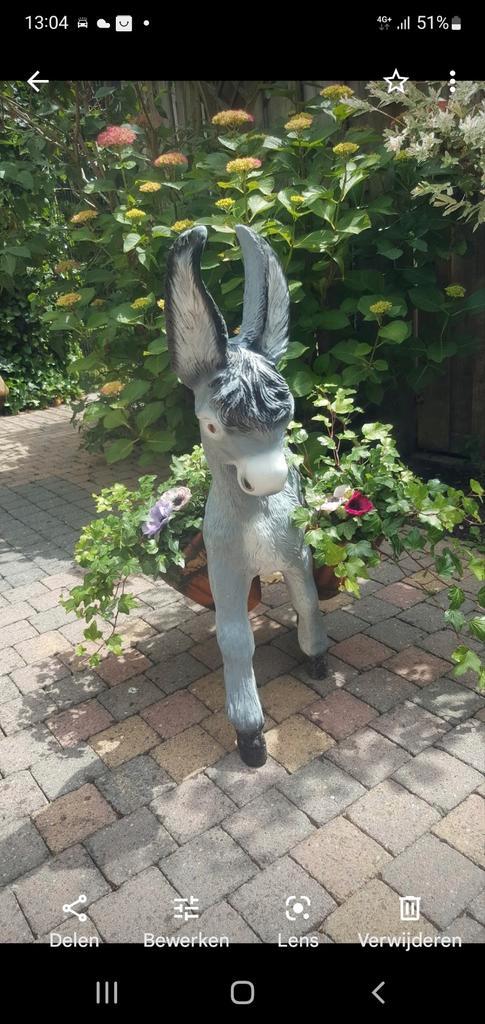 Ezel Met Bloembakjes, Tuin en Terras, Tuinbeelden, Nieuw, Dierenbeeld, Kunststof, Ophalen