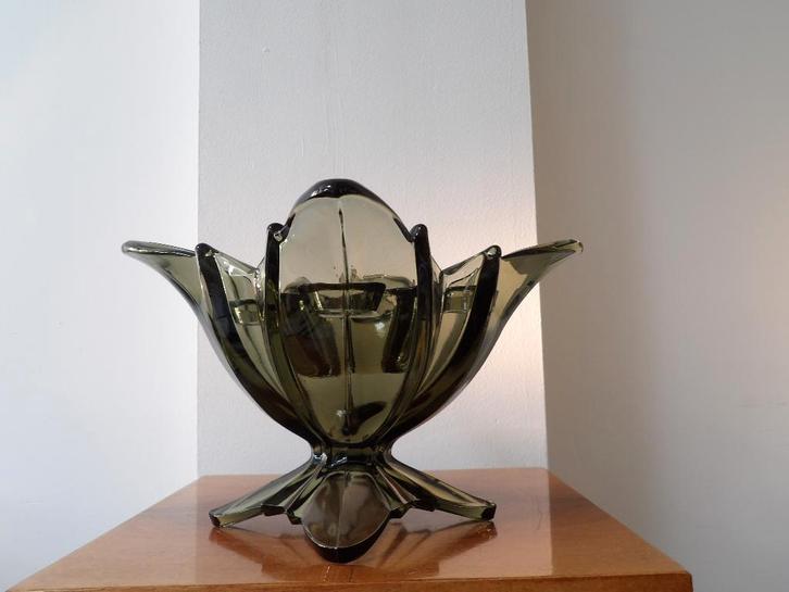 Art Deco Bloemsteker Vaas SKLO, groen, Antiek en Kunst, Antiek | Vazen, Ophalen of Verzenden