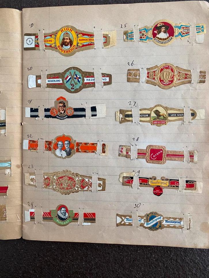 Sigarenbandjes verzameling ca. 1946 tot begin jaren ‘50, Verzamelen, Rookartikelen, Aanstekers en Luciferdoosjes, Gebruikt, Sigarenbandjes