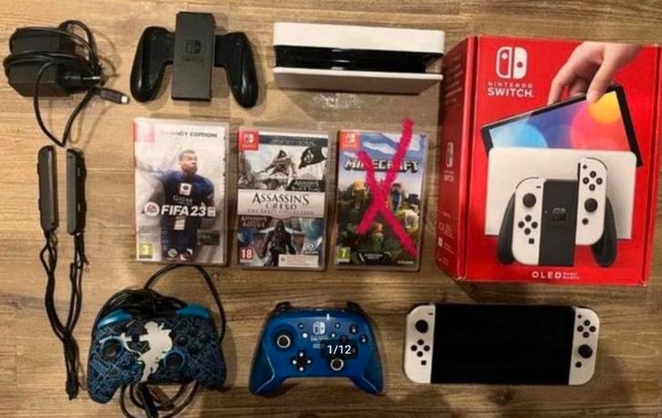 Nintendo Switch Oled, Spelcomputers en Games, Spelcomputers | Nintendo Switch, Zo goed als nieuw, Switch OLED, Met 2 controllers