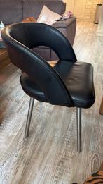 6 Zwarte Leren Eetkamerstoelen - Stevig!, Huis en Inrichting, Stoelen, Ophalen, Gebruikt, Zwart, Leer