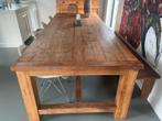 Eettafel teakhout 300 x 119 x 81 + 2 bankjes, Huis en Inrichting, Tafels | Eettafels, Ophalen, 100 tot 150 cm, Teakhout, 200 cm of meer