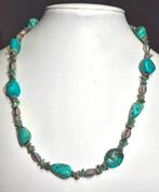 Navajo ketting met natuurlijke turquoise en zilveren, Sieraden, Tassen en Uiterlijk, Kettingen, Zo goed als nieuw, Steen of Mineraal