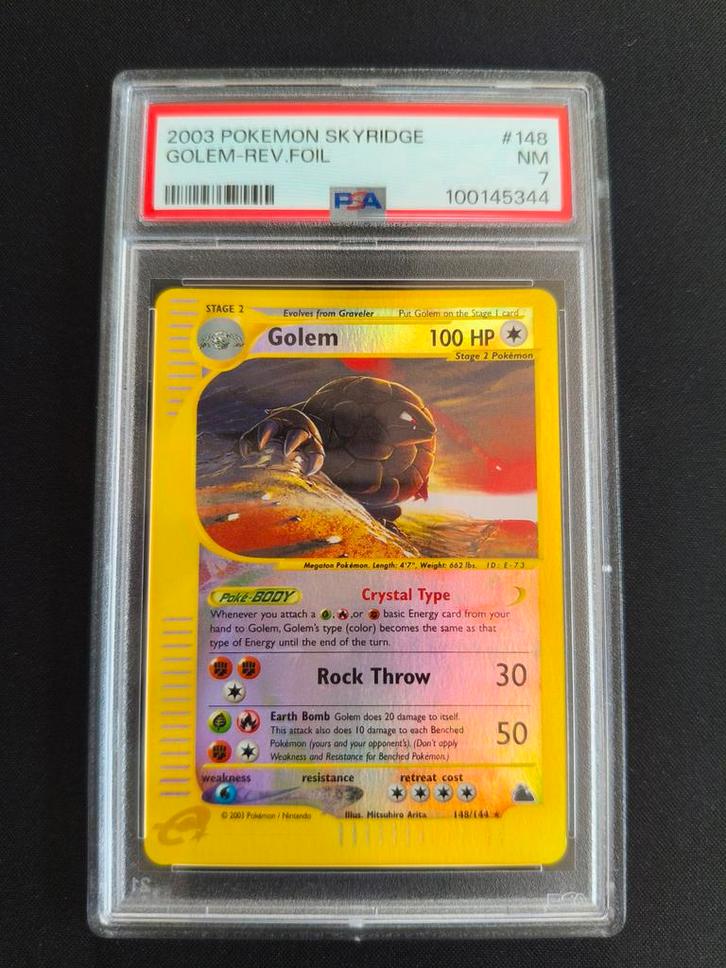 Pokemon Golem Skyridge 2003 Reverse Foil PSA 7 WOTC, Hobby en Vrije tijd, Verzamelkaartspellen | Pokémon, Gebruikt, Losse kaart