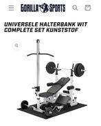 Universele Halterbank wit Complete Set en 180kg gewichten, Sport en Fitness, Ophalen, Zo goed als nieuw, Benen, Overige typen