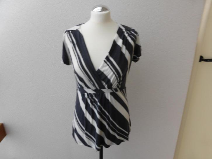 grijs/wit gestreept H&M shirt/tuniek maat M, Kleding | Dames, Blouses en Tunieken, Zo goed als nieuw, Maat 38/40 (M), Grijs, Ophalen of Verzenden