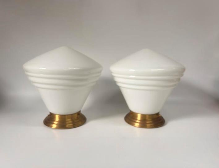 XXL Giso schoollamp wit opaalglas (Gispen) messing armatuur, Huis en Inrichting, Lampen | Plafondlampen, Zo goed als nieuw, Ophalen of Verzenden