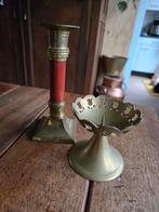 Twee Vintage messing Kandelaars, Antiek en Kunst, Ophalen of Verzenden, Koper of Brons