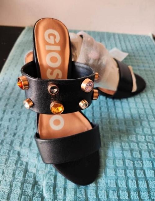 Gioseppo Batavia zwartleren slippertjes/ muiltjes, mt 36, Kleding | Dames, Schoenen, Nieuw, Sandalen of Muiltjes, Zwart, Ophalen of Verzenden