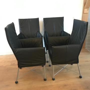4 IZGS Montis Chaplin design stoelen modern zwart leer beschikbaar voor biedingen