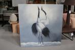 3 x vierkant schilderij Japanse Kraanvogel canvas 120x120, Ophalen, 125 cm of meer, Zo goed als nieuw, Schilderij