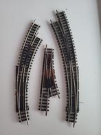Minitrix rails: 2x gebogen, 1x rechte wissel, Gebruikt, Gelijkstroom of Wisselstroom, Trix, Rails