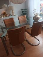 Glazen eettafel, Huis en Inrichting, Tafels | Eettafels, Ophalen, Gebruikt, 50 tot 100 cm, Glas