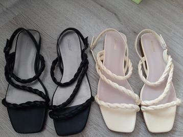 Nieuw!Graceland/2 paar stijlvolle sandalen zwart&offwhite 41 beschikbaar voor biedingen