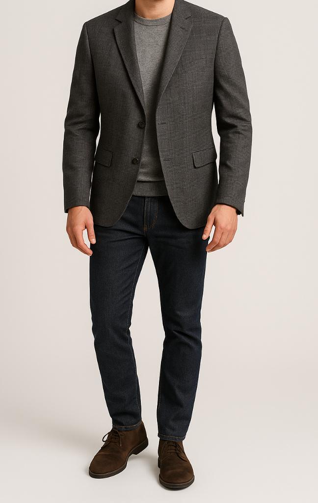 Carl Gross suède colbert maat L, Kleding | Heren, Kostuums en Colberts, Zo goed als nieuw, Maat 52/54 (L), Grijs, Ophalen of Verzenden