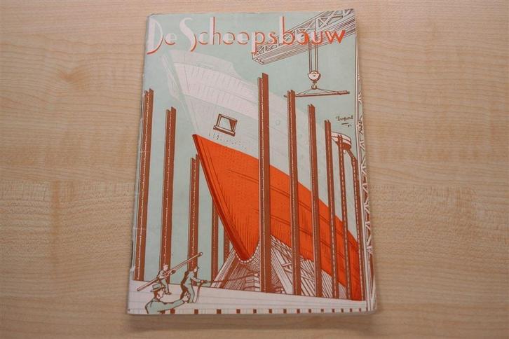 De scheepsbouw [1956] — St. Onderwijstentoonstellingen, Verzamelen, Scheepvaart, Gebruikt, Kaart, Foto of Prent, Ophalen of Verzenden