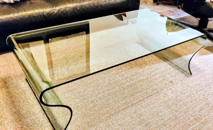 Glazen FIAM Italia Salontafel uniek design, Huis en Inrichting, Tafels | Salontafels, Gebruikt, Minder dan 50 cm, 50 tot 100 cm