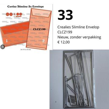 Crealies Snijmal Slimline Envelop, CLCZ199, ZGAN! beschikbaar voor biedingen