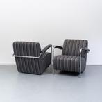 3x Leolux Scylla fauteuil zwart/grijs gestreept, Huis en Inrichting, Fauteuils, Niet ingevuld, Niet ingevuld, Leer, Ophalen of Verzenden