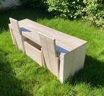 Kindertafel + 2 stoelen + rolbak | Hout, whitewash, custom, Ophalen, Gebruikt, Tafel(s) en Stoel(en)