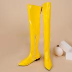 Overknee gele lak laarzen dames vrouwen, Verzenden, Nieuw, Geel, Hoge laarzen