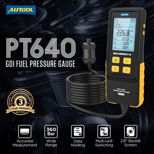 AUTOOL PT640 GDI Brandstofdrukmeter 0-360Bar, Auto diversen, Onderhoudsmiddelen, Ophalen of Verzenden