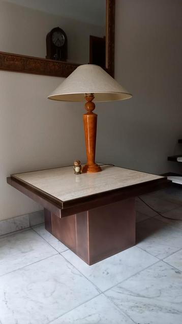 Prachtige design salontafel brass belgochrom travertin  beschikbaar voor biedingen
