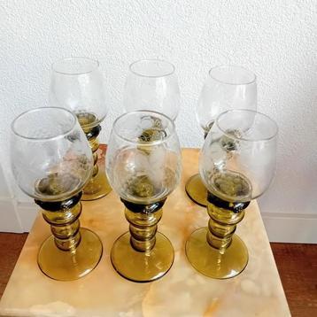 Römer, glazen, kristal, druif, geslepen, vintage, groen beschikbaar voor biedingen