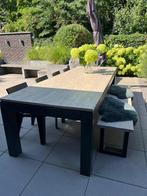 Fantastische grote teak eettafel met gratis teak loungebank, Tuin en Terras, Ophalen, Gebruikt, Eettafel, Teakhout