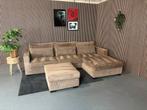 GRATIS LEVERING Ribstof Loungebank Bruin 300x190 REFURBISHED, Huis en Inrichting, 300 cm of meer, Ophalen of Verzenden, Zo goed als nieuw