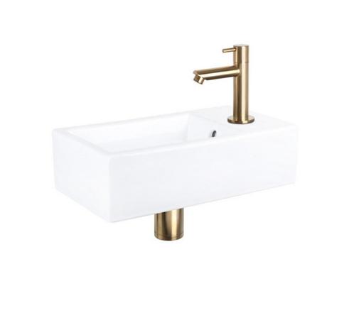 Differsz fonteinset wit met goudkleurige kraan., Doe-het-zelf en Verbouw, Sanitair, Nieuw, Ophalen of Verzenden