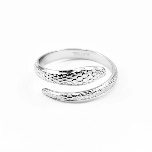 Verstelbare Roestvrij Stalen Dames Slangen Ring - RVS, Sieraden, Tassen en Uiterlijk, Ringen, Nieuw, Dame, Kleiner dan 17, Zilver