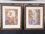 2 x Groot Brocante schilderij Klassieke Oudheid, Antiek en Kunst, Kunst | Schilderijen | Klassiek, Ophalen