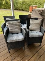 4 antraciete terrasstoelen met kussens., Tuin en Terras, Zo goed als nieuw, Ophalen