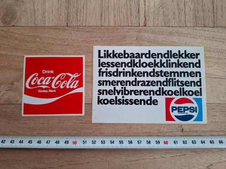 Lot vintage stickers - merken Coca Cola en Pepsi Cola, Verzamelen, Merken en Reclamevoorwerpen, Zo goed als nieuw, Overige typen
