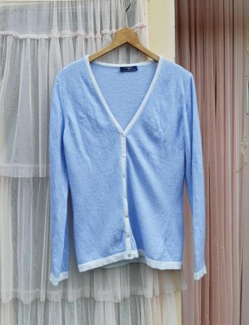Cashmere Coll. lichtblauw vest cardigan cashmere zijde S M  beschikbaar voor biedingen