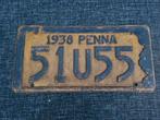 Kentekenplaat Pennsylvania USA 1938 Nummerplaat nummerbord, Verzamelen, Automerken, Motoren en Formule 1, Ophalen of Verzenden