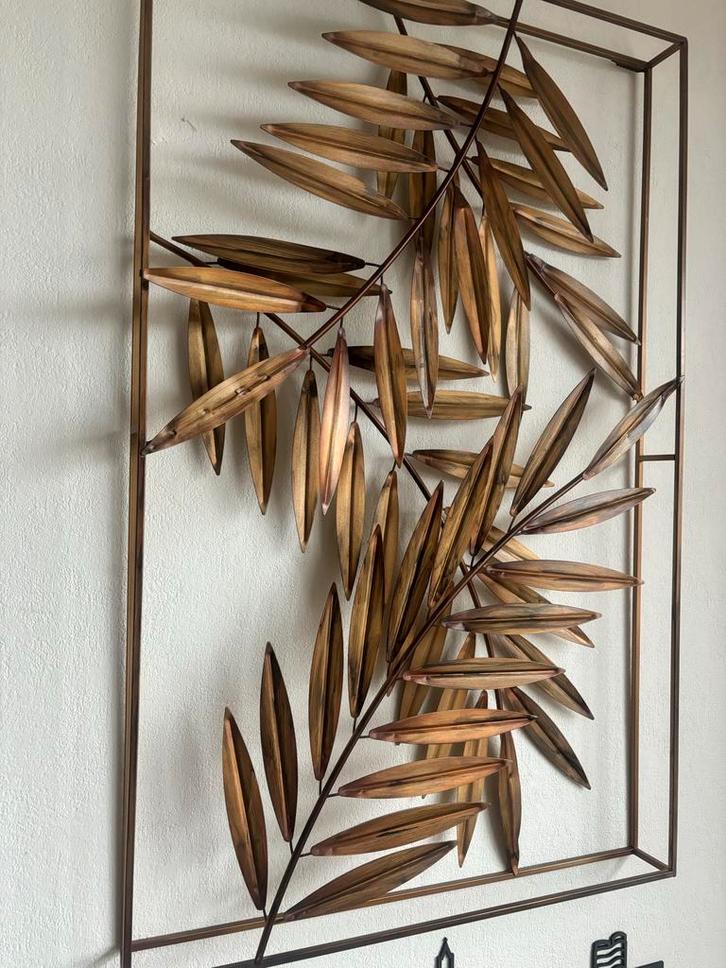 Metalen Wanddecoratie Bladmotief, Huis en Inrichting, Woonaccessoires | Wanddecoraties, Zo goed als nieuw, Ophalen